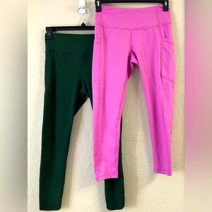 Bundle Zella Leggings Medium Pink Green Gym Athletic Sporty Yoga Athleisure